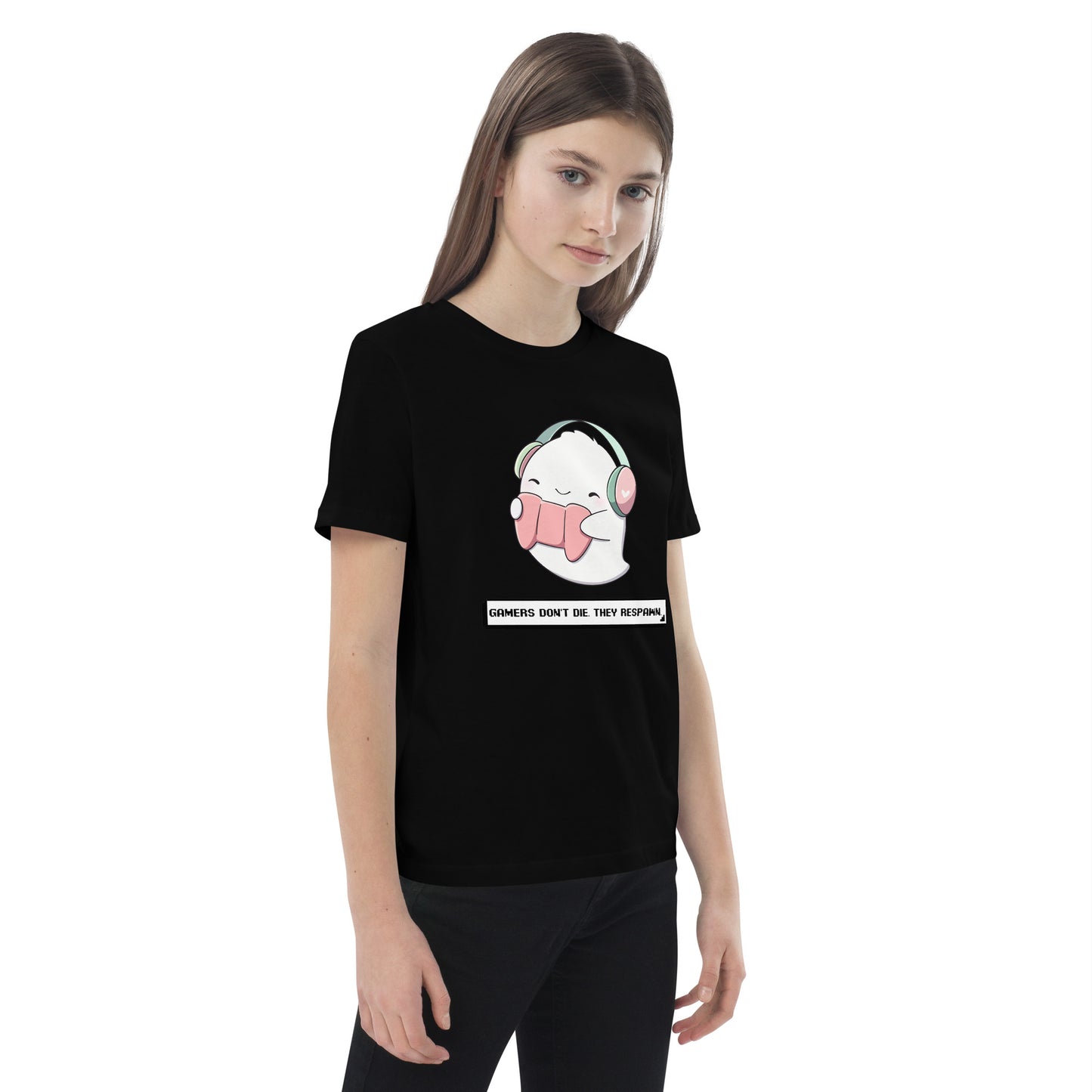 Organic cotton kids t-shirt -  Gamers Don't Die They Respawn